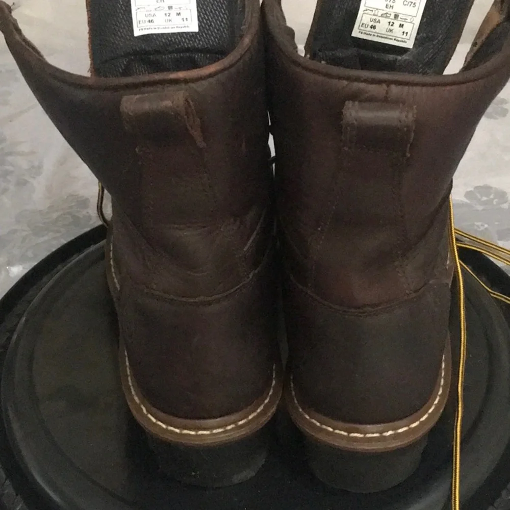 Men’s Georgia Boot  Brown Leather Work Boots with Yellow Laces